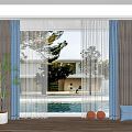 Modern Curtain Curtain Combination Shade Curtain Gauze Curtain Window Scene Curtain 3d model