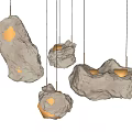 Irregular Shape Natural Stone Textured Modern Pendant Lights for Interior Design 3d model