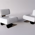 Modern Single Sofa With White Upholstery And Black Metal Geometric Base Design