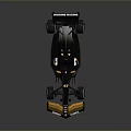 Black And Gold Formula Race Car With Aerodynamic Design Rear Wing And Yellow Wheels