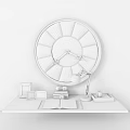 Vintage Wall Clock with Roman Numerals on Wooden Table with Desk Lamp and Books