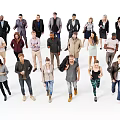 Modern multiplayer characters European and American crowd 3d model