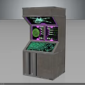 Retro Arcade Machine With Vintage Design Green Purple Screens And Control Panel Electronic Gaming Appliance