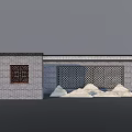 Traditional Scenic Wall With Gray Brick Square Hollow Decoration Fu Pattern And White Stone Decorations
