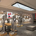Modern Clothing Store Interior With Mannequins T Shirts Racks And Bright Lighting