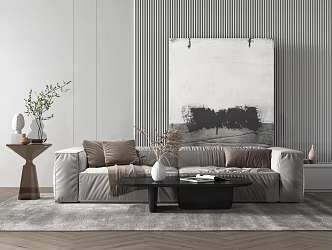 Modern double sofa coffee table combination 3d model
