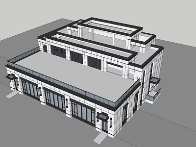 Modern Commercial Complex Architectural Design With Glass Facade And Multi Storey Structure 3d model