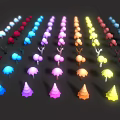 Colorful 3D Plant Models With Mushrooms Tree Shapes And Vibrant Varied Colors