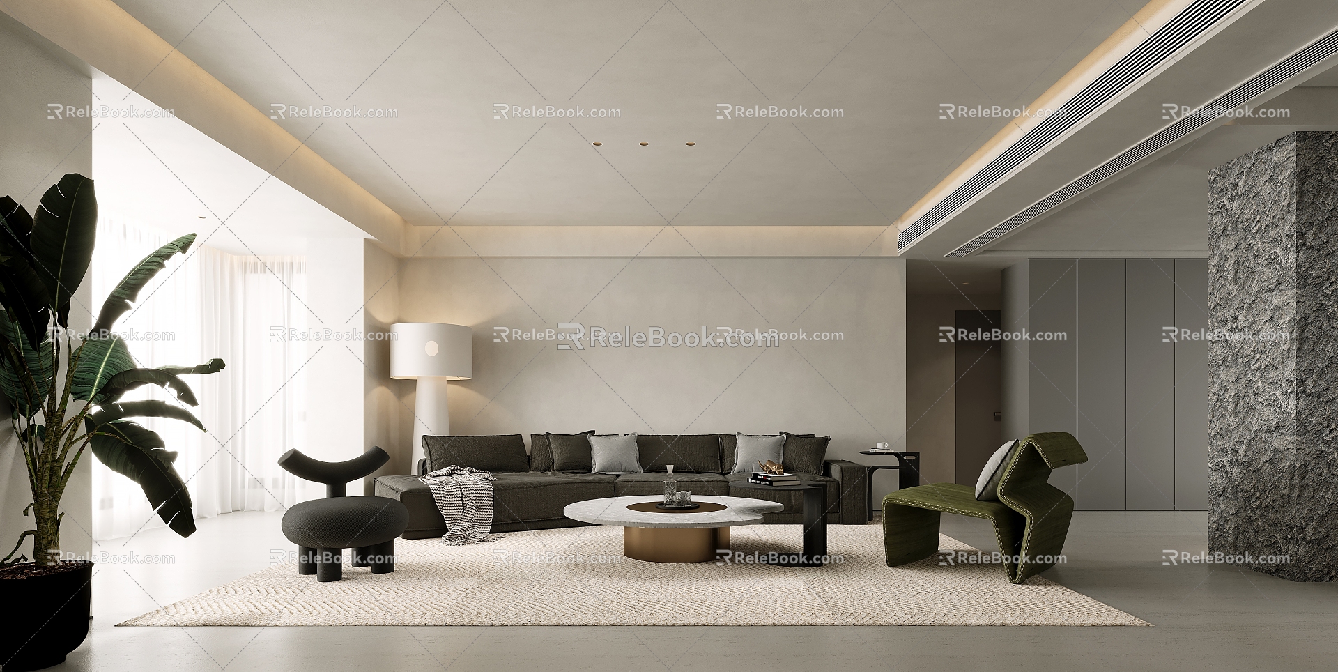 Minimalist Living Room Dining Room 3d model