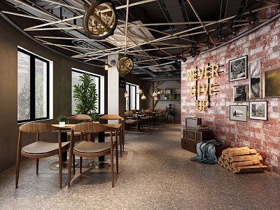 INDUSTRIAL LOFT RESTAURANT 3d model