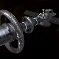 Futuristic Space Station Structure With Transparent Modules Antennas And Solar Panels 3d model