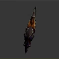 Ornate Fantasy Weapon Featuring Intricate Design Glowing Orange Core And Spiked Edges