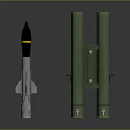 Military Weapon Featuring Missile With Gray Body And Four Green Launch Tubes