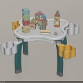 Kids Table with Building Blocks Mini House Models and Storage Compartments 3d model
