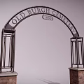 Old Burgh Cemetery Arched Entrance Gate With Red Brick Pillars And 1820 Inscription