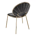 Elegant Modern Gray Velvet Dining Chair With Gold Metal Legs And Sleek Back Design