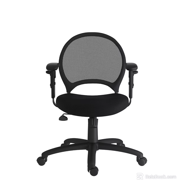 Ergonomic Black Mesh Back And Seat Office Chair With Adjustable Armrests And Wheels 3d model 