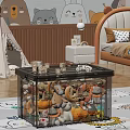 Transparent Storage Box In Kids Room Holding Stuffed Toys With Building Blocks And Toy Car