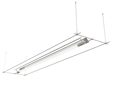 Modern Linear Chandelier Design With Suspended Metal Frame And Sleek Interior Style 3d model