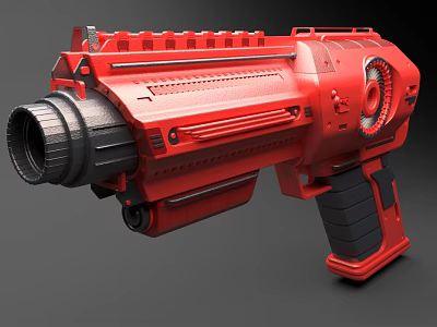 Red Futuristic Weapon With Black Grip Barrel And Detailed Mechanical Structure 3d model Red Futuristic Weapon With Black Grip Barrel And Detailed Mechanical Structure 3d model