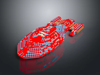 Red And Blue Cosmic Spaceship 3D Model Showcasing Detailed Aerospace Structure And Modern Design 3d model