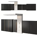 Modern Black Main Gate Design With Gold Accents And Marble Columns Featuring Number 7