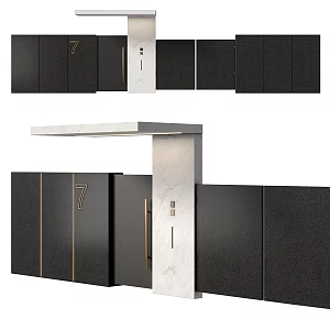 Modern villa entrance door courtyard wall gate 3d model