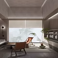 Serene Modern Lounge Area With Comfortable Seating And Natural Light 3d model