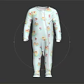 White Baby Romper With Colorful Cartoon Teddy Bear Rainbow Long Sleeved Zipper Footed Design