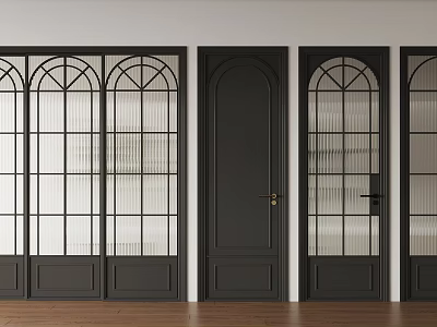 Stylish Black Wooden Doors With Glass Panels For Modern Interior Design 3d model