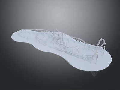White Roller Coaster Model With Intricate Track Design And Support Structures 3d model
