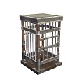 Square Metal Cage With Iron Bars Locked Design And Base Stand 3d model