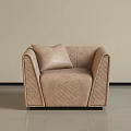 Modern Beige Leather Single Sofa With Quilted Stitching And Curved Armrests 3d model