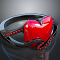 Red And Black Hair Accessory With Shiny Red Center Curved Frame And Small Red Beads