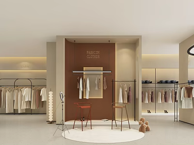 Cream style clothing store exhibition 3d model