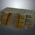 Stone Staircase Constructed With Layered Textured Stone Blocks And Steps 3d model