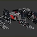Mechanical Beast With Metallic Body Red Black Armor And Mechanical Joints Gear Details