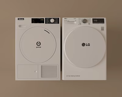 Samsung and LG White Modern Front Load Washing Machines with Sleek Design 3d model