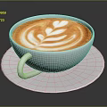 White Coffee Cup With Beautiful Latte Art On A Matching Saucer Background