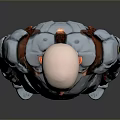 Futuristic Armored Character And Mechanical Being In Sleek Silver Black Red Armor Standing Pose
