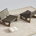 Modern Leather Leisure Chairs With Wooden Frame And Open Book On Textured Living Rug