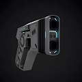 Futuristic Sci Fi Pistol With Modern Silver Design And Blue Light Features 3d model