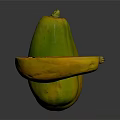 Fresh Ripe Papaya Fruit With Whole Yellow Green And Halved Red Flesh Black Seeds