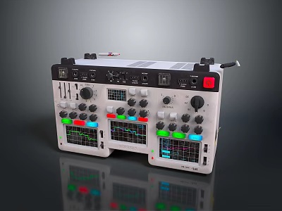 Advanced Dual Section Electronic Control Panel With Knobs Buttons And Colored Displays 3d model