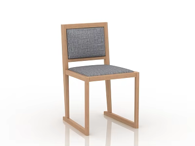 Modern Dining Chair With Wooden Frame And Gray Fabric Upholstered Seat Back 3d model