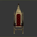 Ornate Single Sofa With Gothic Style Golden Frame And Red Tufted Upholstery
