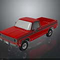Red Classic Single Cab Pickup Truck Model With Black Wheels And Reflective Surface