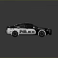 Modern Black And White Police Car With Roof Mounted Police Lights And Sedan Design