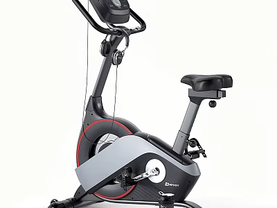 Stationary Exercise Bike With LCD Display Comfortable Seat Black Gray Red Design Home Gym Fitness Equipment 3d model