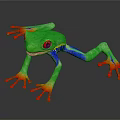 Vibrant Colorful Frog With Green Body Red Eyes Blue Legs And Red Toes